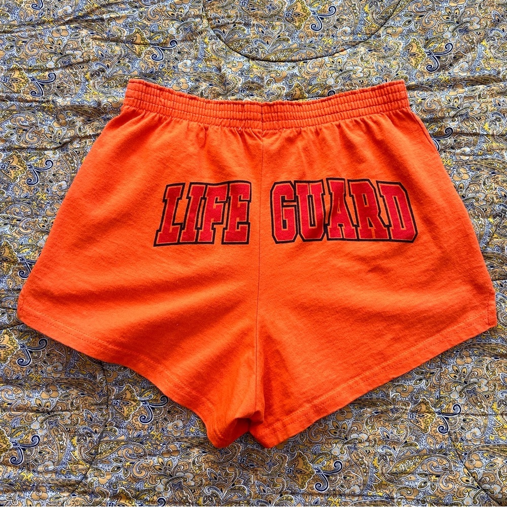 Vintage 1980s Lifeguard Shorts by Exist USA – Bright Orange Gym Shorts